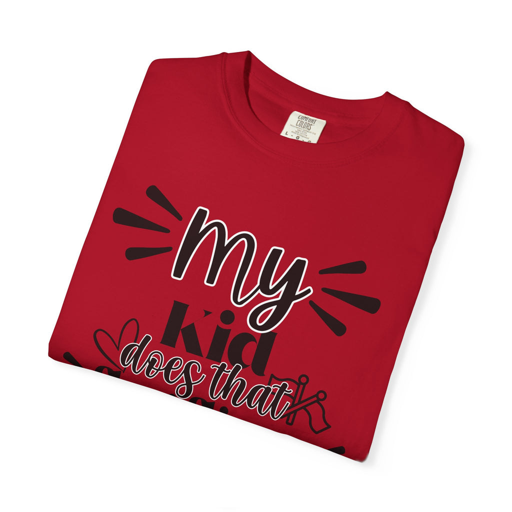 My kid does that flag flippy thing- Funny Color guard T-shirt