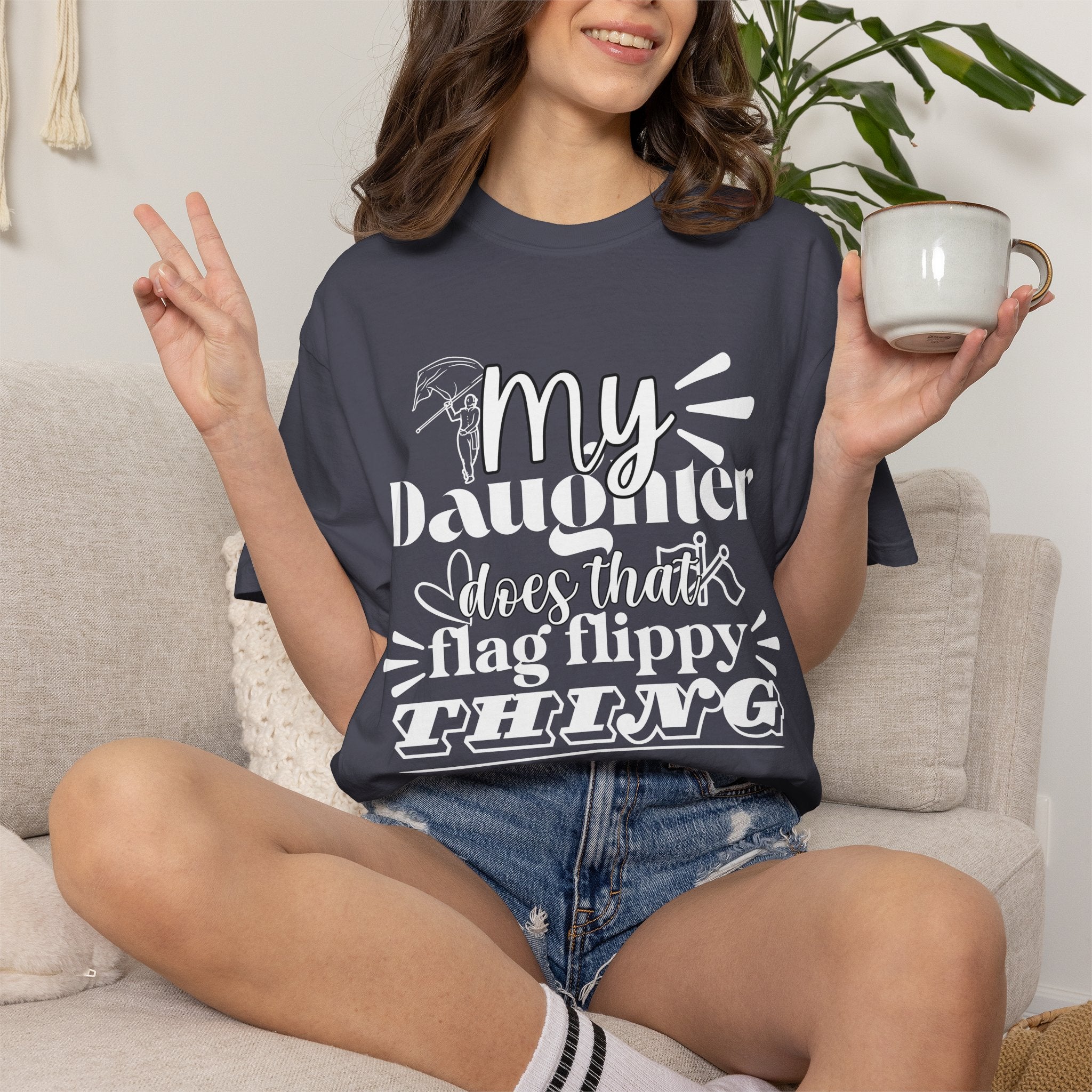 My daughter does that flag flippy thing- Funny Color guard T-shirt