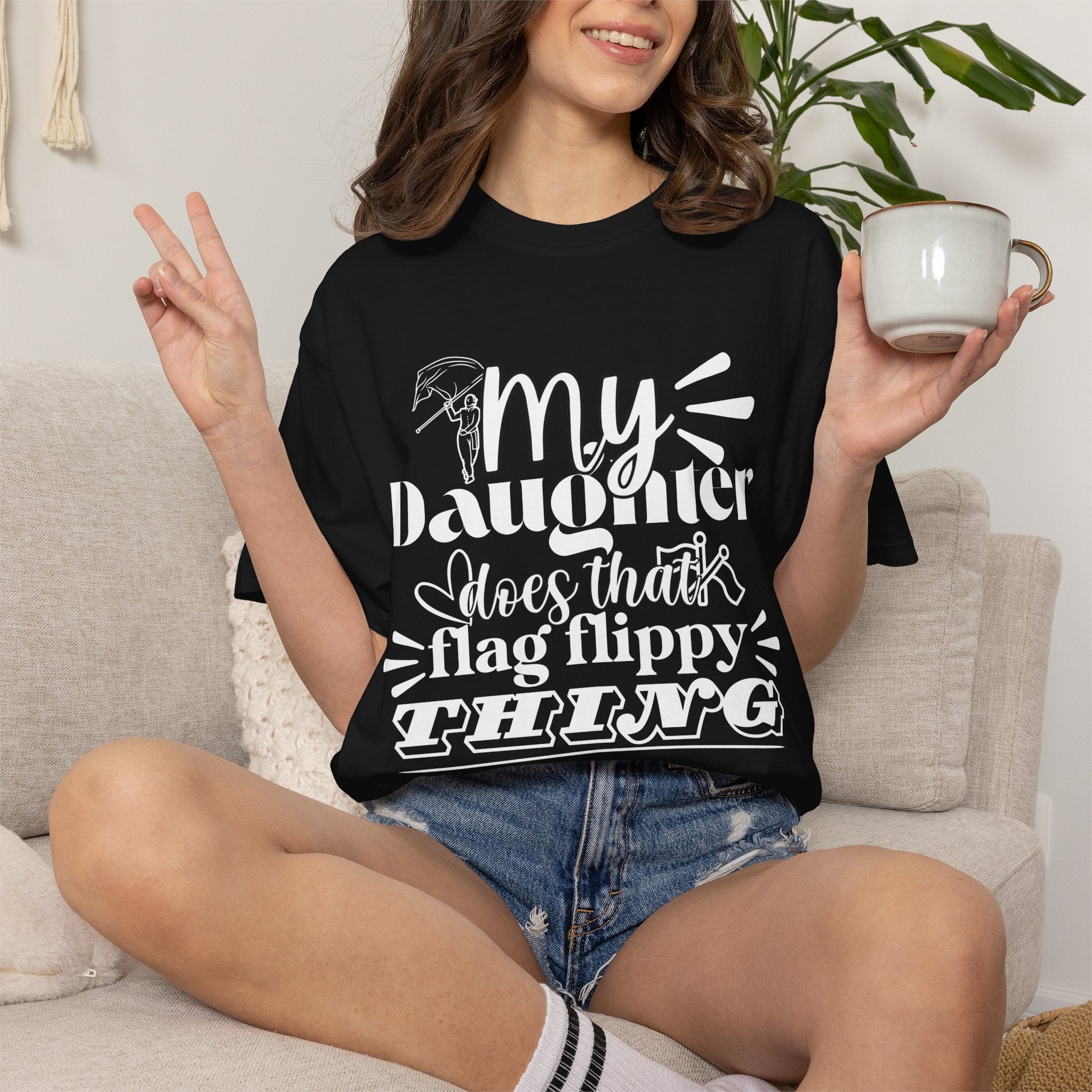 My daughter does that flag flippy thing- Funny Color guard T-shirt