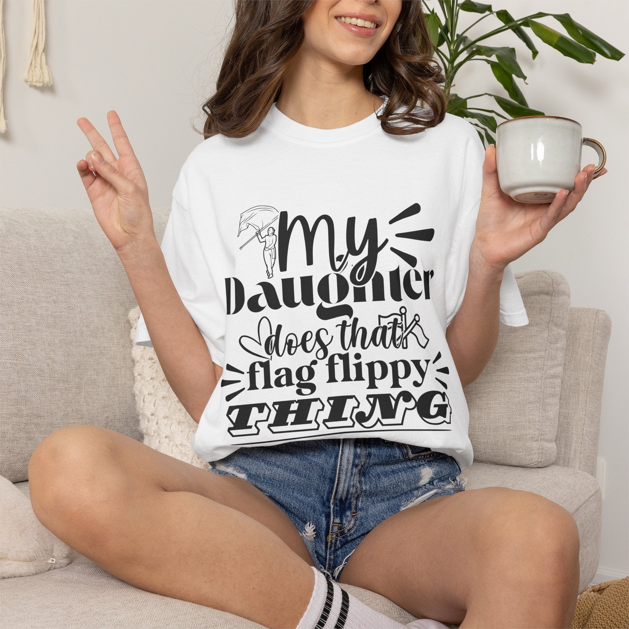 My daughter does that flag flippy thing- Funny Color guard T-shirt