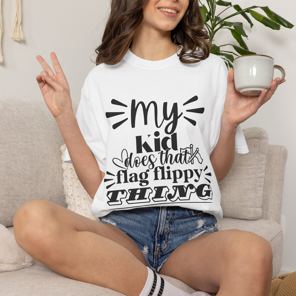 My kid does that flag flippy thing- Funny Color guard T-shirt