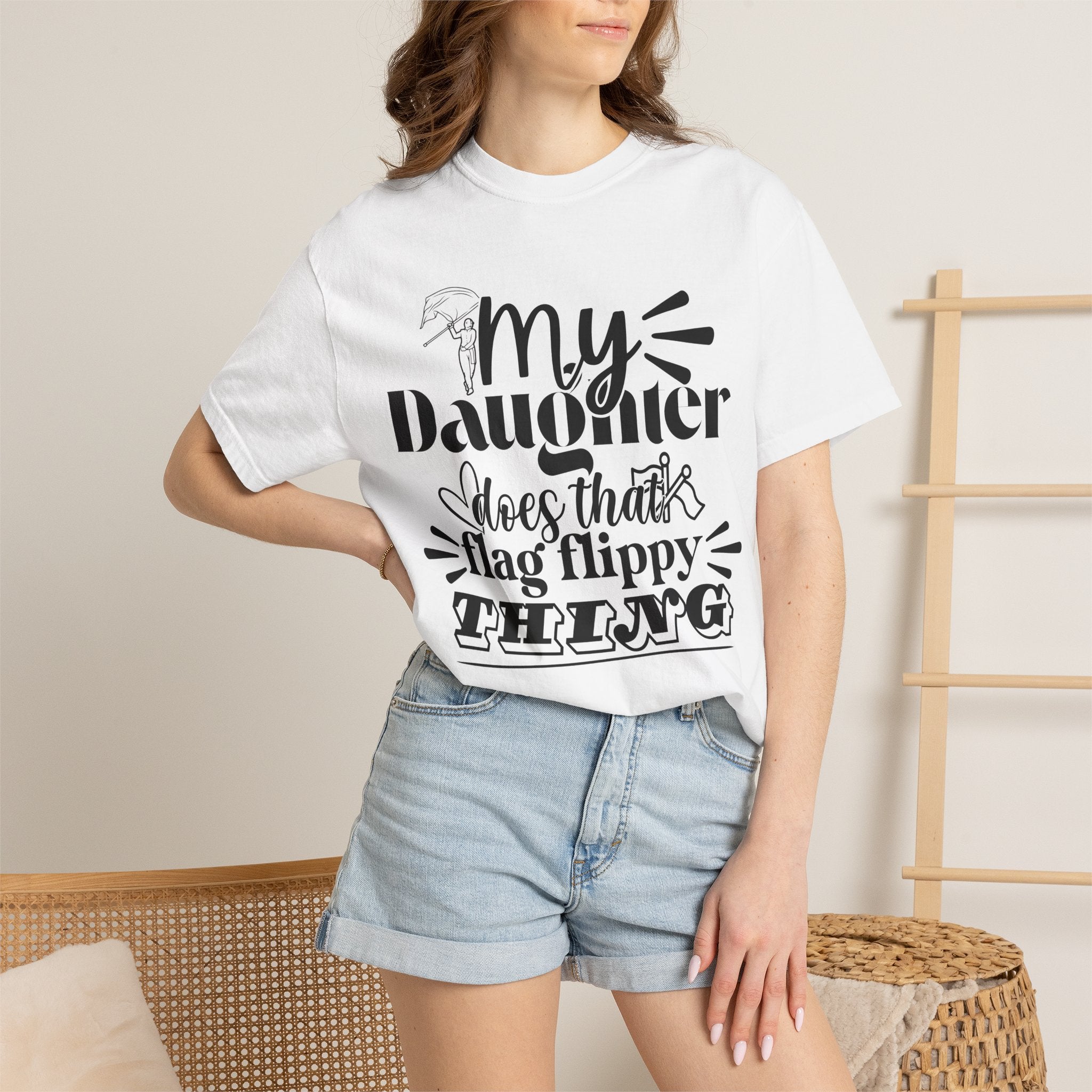 My daughter does that flag flippy thing- Funny Color guard T-shirt