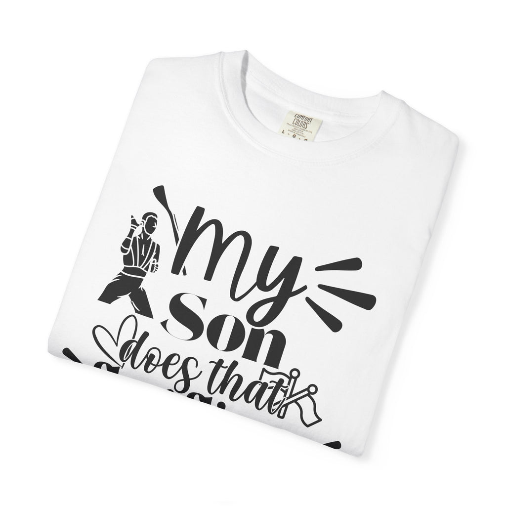 My son does that flippy flag thing- Funny Color guard T-shirt